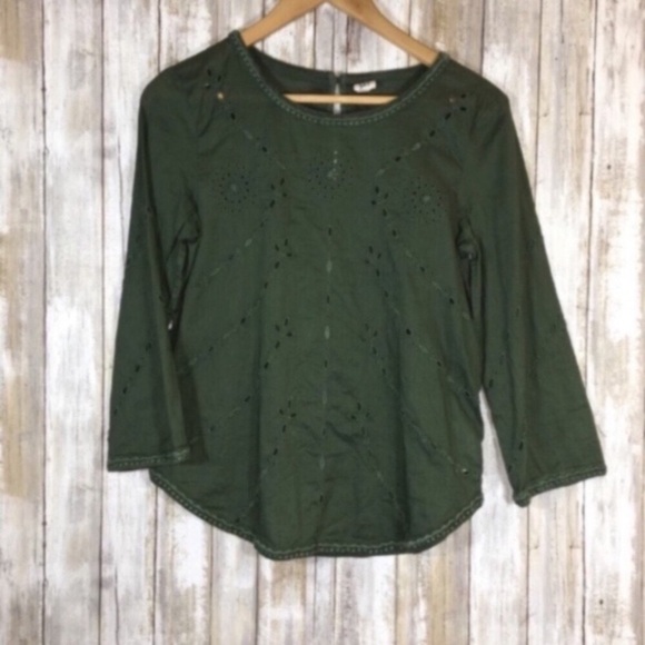 GAP Tops - Gap Green Eyelet Blouse